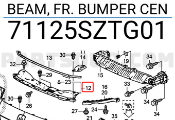 Honda 71125SZTG01 BEAM, FR. BUMPER CEN