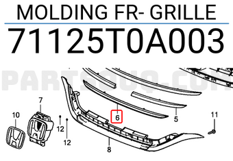 Honda 71125T0A003 MOLDING FR- GRILLE