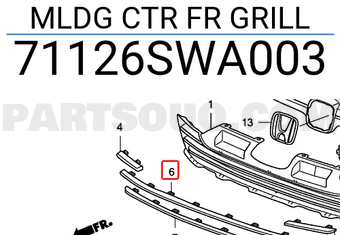 Honda 71126SWA003 MLDG CTR FR GRILL