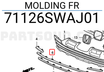 Honda 71126SWAJ01 MOLDING FR
