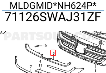 Honda 71126SWAJ31ZF MLDGMID*NH624P*