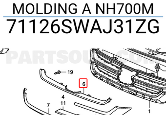 Honda 71126SWAJ31ZG MOLDING A NH700M