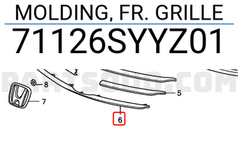 Honda 71126SYYZ01 MOLDING, FR. GRILLE
