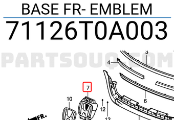 Honda 71126T0A003 BASE FR- EMBLEM