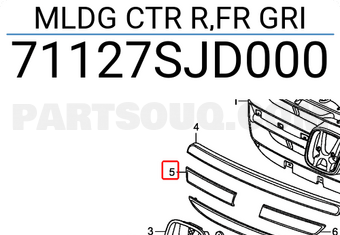 Honda 71127SJD000 MLDG CTR R,FR GRI