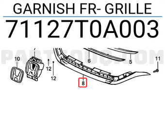 Honda 71127T0A003 GARNISH FR- GRILLE