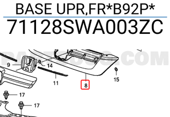 Honda 71128SWA003ZC BASE UPR,FR*B92P*