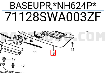 Honda 71128SWA003ZF BASEUPR,*NH624P*