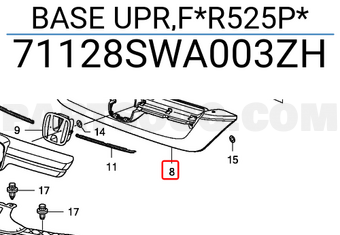 Honda 71128SWA003ZH BASE UPR,F*R525P*