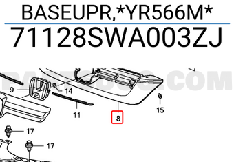 Honda 71128SWA003ZJ BASEUPR,*YR566M*