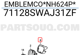 Honda 71128SWAJ31ZF EMBLEMCO*NH624P*