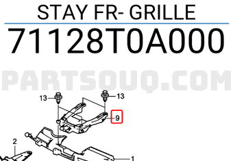 Honda 71128T0A000 STAY FR- GRILLE