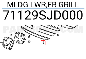 Honda 71129SJD000 MLDG LWR,FR GRILL