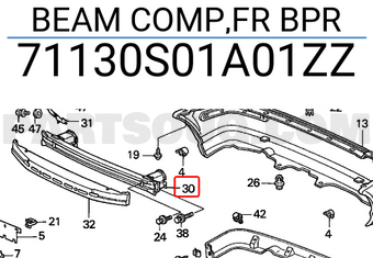 Honda 71130S01A01ZZ BEAM COMP,FR BPR
