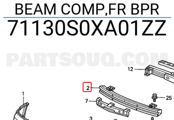 Honda 71130S0XA01ZZ BEAM COMP,FR BPR