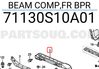 Honda 71130S10A01 BEAM COMP,FR BPR