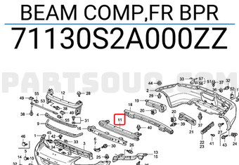 Honda 71130S2A000ZZ BEAM COMP,FR BPR