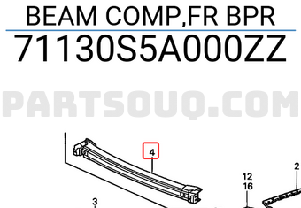 Honda 71130S5A000ZZ BEAM COMP,FR BPR