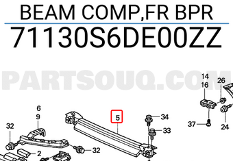 Honda 71130S6DE00ZZ BEAM COMP,FR BPR