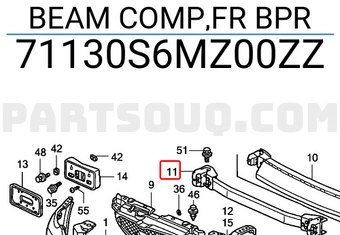 Honda 71130S6MZ00ZZ BEAM COMP,FR BPR