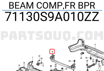 Honda 71130S9A010ZZ BEAM COMP,FR BPR