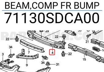 Honda 71130SDCA00 BEAM,COMP FR BUMP