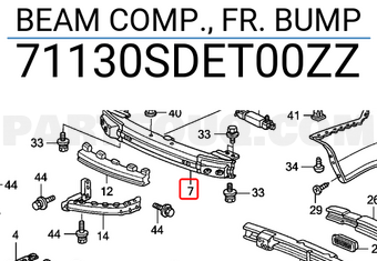 Honda 71130SDET00ZZ BEAM COMP., FR. BUMP