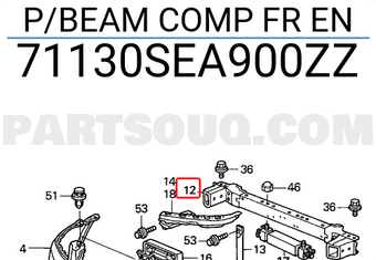 Honda 71130SEA900ZZ P/BEAM COMP FR EN