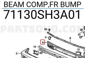 Honda 71130SH3A01 BEAM COMP,FR BUMP