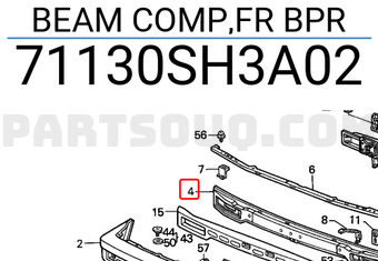 Honda 71130SH3A02 BEAM COMP,FR BPR