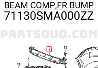 Honda 71130SMA000ZZ BEAM COMP,FR BUMP