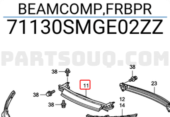 Honda 71130SMGE02ZZ BEAMCOMP,FRBPR