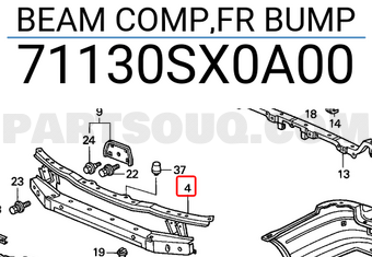 Honda 71130SX0A00 BEAM COMP,FR BUMP