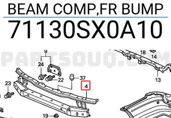 Honda 71130SX0A10 BEAM COMP,FR BUMP
