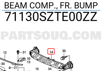 Honda 71130SZTE00ZZ BEAM COMP., FR. BUMP