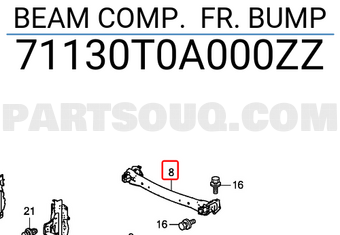 Honda 71130T0A000ZZ BEAM COMP. FR. BUMP
