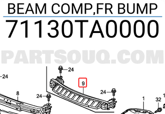 Honda 71130TA0000 BEAM COMP,FR BUMP