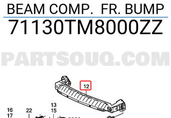 Honda 71130TM8000ZZ BEAM COMP. FR. BUMP