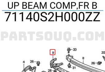 Honda 71140S2H000ZZ UP BEAM COMP,FR B