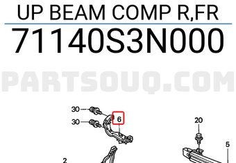 Honda 71140S3N000 UP BEAM COMP R,FR
