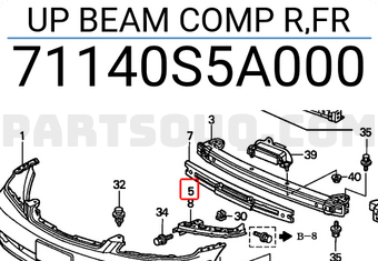 Honda 71140S5A000 UP BEAM COMP R,FR