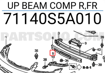 Honda 71140S5A010 UP BEAM COMP R,FR