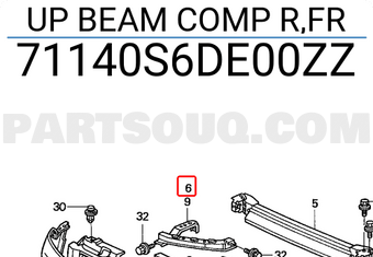 Honda 71140S6DE00ZZ UP BEAM COMP R,FR
