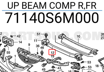 Honda 71140S6M000 UP BEAM COMP R,FR