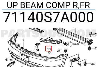 Honda 71140S7A000 UP BEAM COMP R,FR