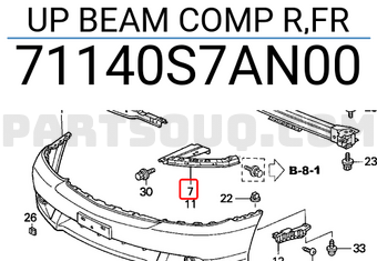 Honda 71140S7AN00 UP BEAM COMP R,FR