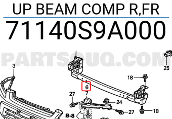 Honda 71140S9A000 UP BEAM COMP R,FR
