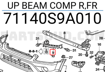 Honda 71140S9A010 UP BEAM COMP R,FR