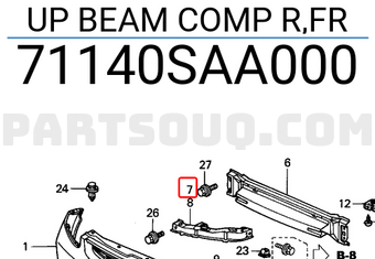 Honda 71140SAA000 UP BEAM COMP R,FR