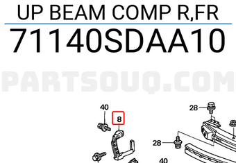 Honda 71140SDAA10 UP BEAM COMP R,FR